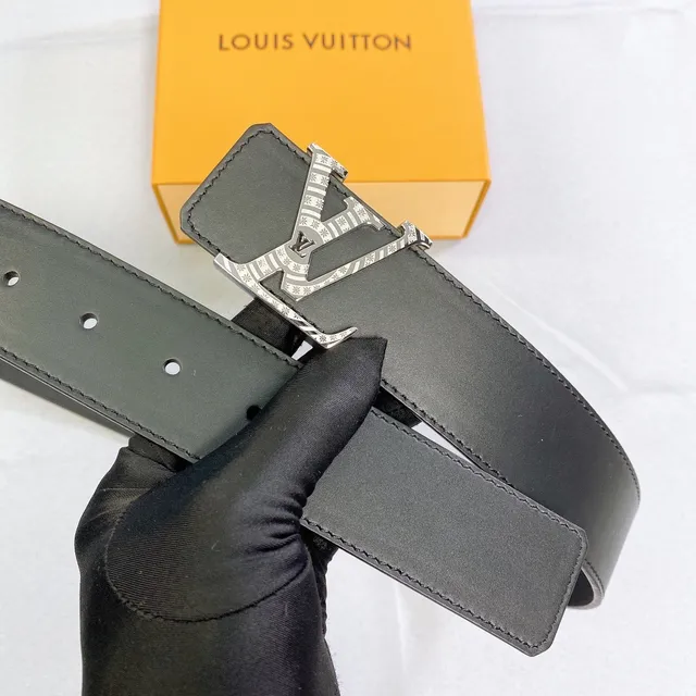 Louis Vuitton 黑色银色 超大号 花纹扣 刻花 花卉 图案 皮革腰带 4