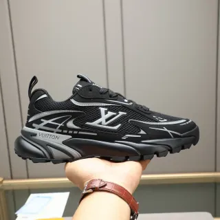 Louis Vuitton Black Silver Sculpted Sole Mesh And Suede Upper Chunky Sneakers