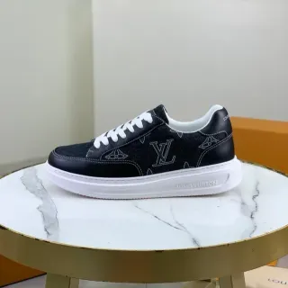Louis Vuitton Tênis Lifestyle Preto Branco Monogrammed Denim E Couro Parte Superior Sola Plataforma