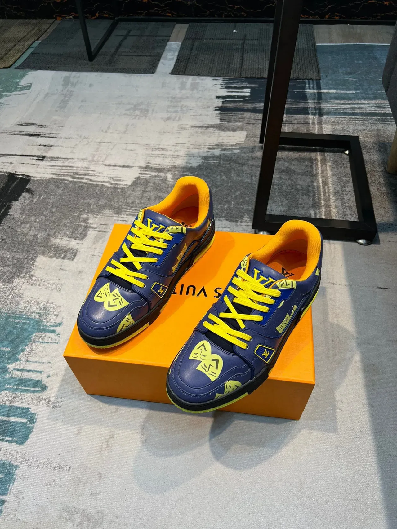 Louis Vuitton Blue Yellow Layered Leather/synthetic Upper Bold Graphic Print Lifestyle Sneakers 5