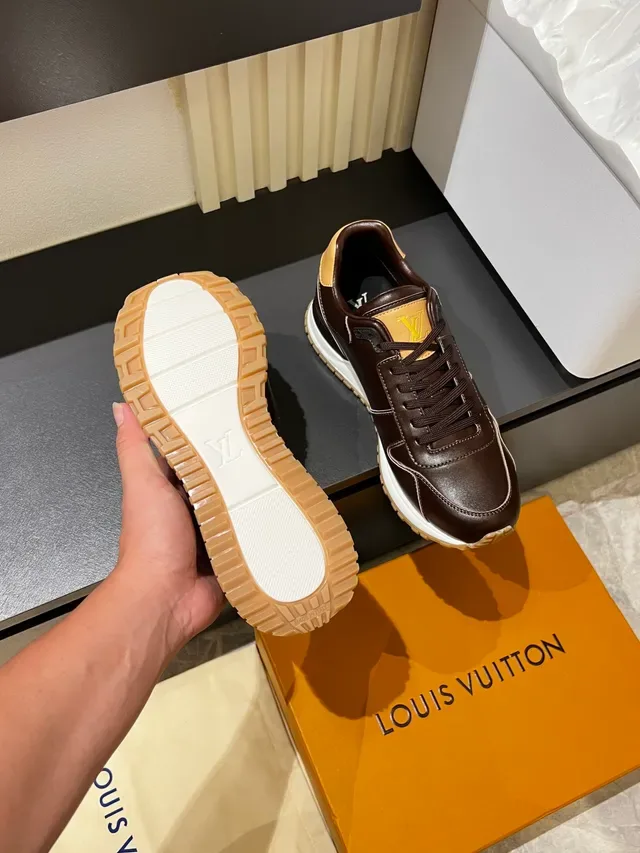 Louis Vuitton Brown Beige Leather-Paneled Low-Top Lifestyle Sneakers 3