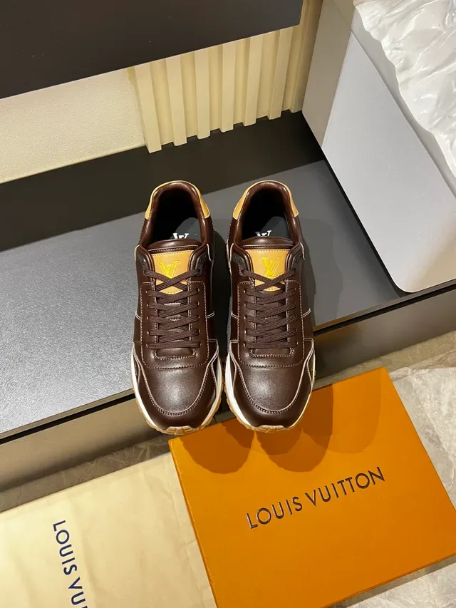 Louis Vuitton Brown Beige Leather-Paneled Low-Top Lifestyle Sneakers 5