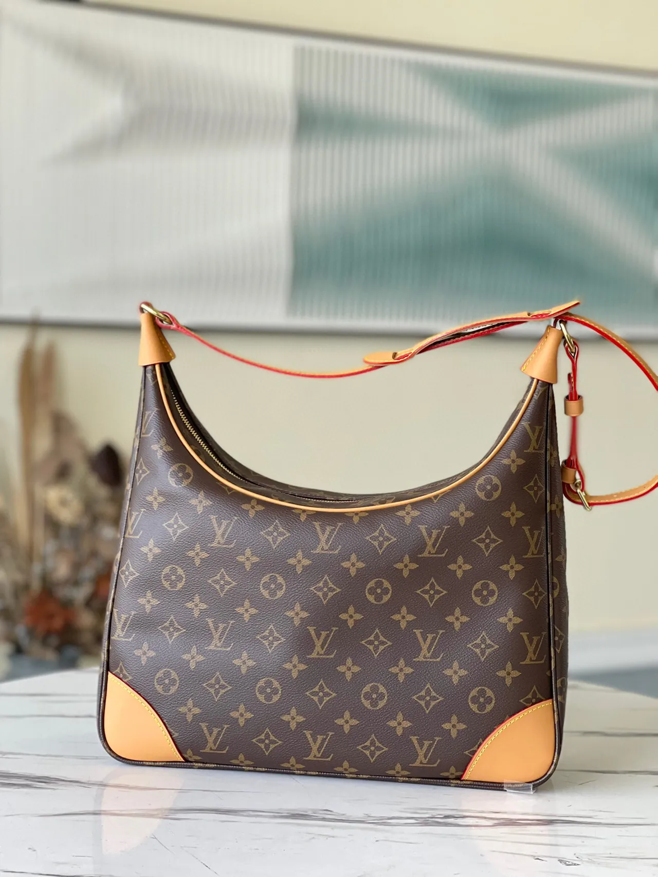 Louis Vuitton 棕米色印花帆布浅棕皮革装饰的波西米亚包 8
