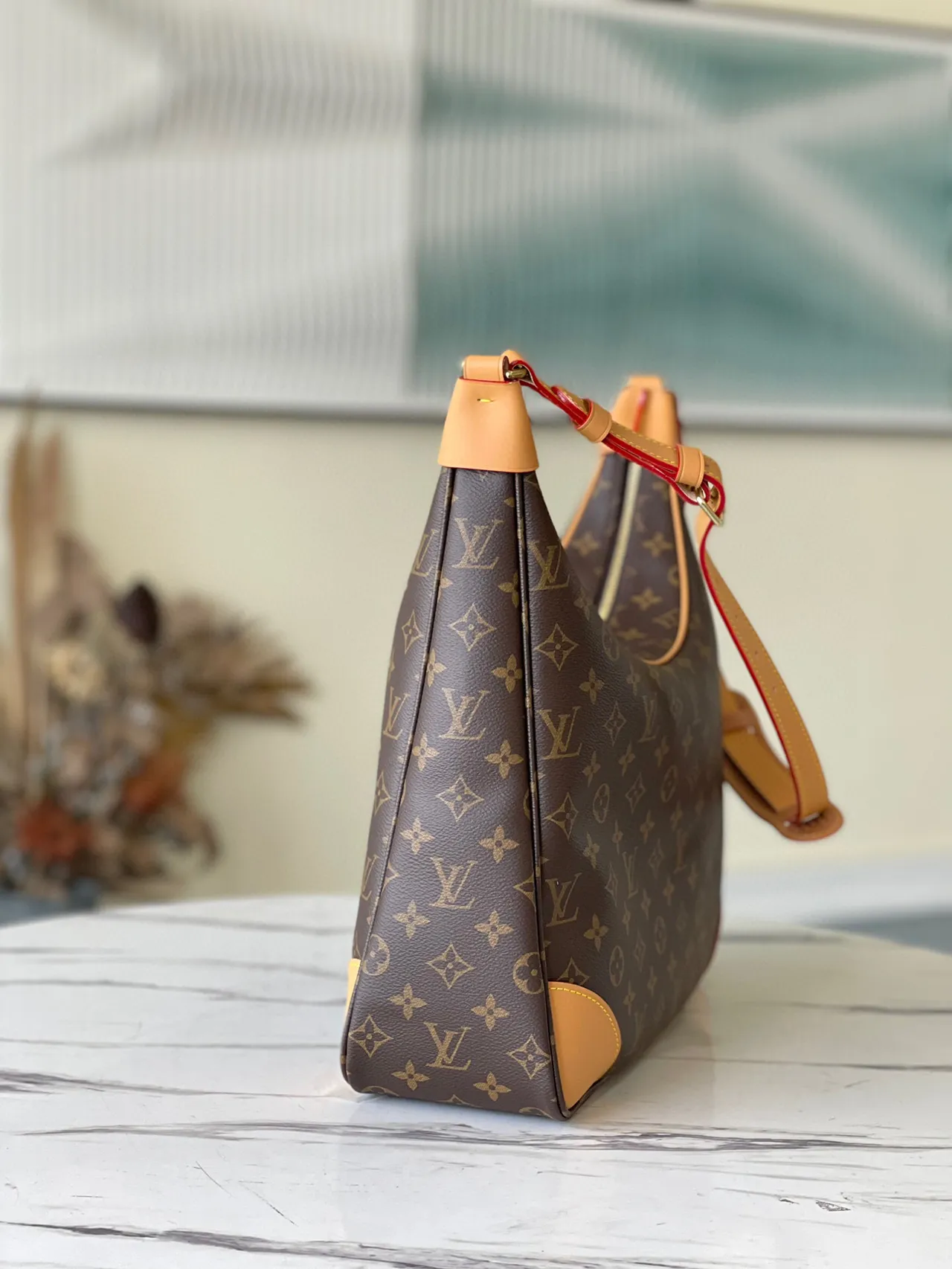 Louis Vuitton 棕米色印花帆布浅棕皮革装饰的波西米亚包 9