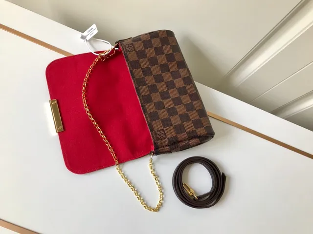 路易威登棕金色Damier Ebène格子帆布硬件手袋 4
