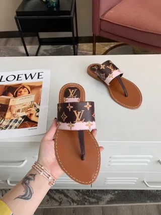 Louis Vuitton Marron Rose Monogramme Toile Lanière Sandales Casual 2