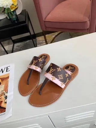 Louis Vuitton Marron Rose Monogramme Toile Lanière Sandales Casual 7