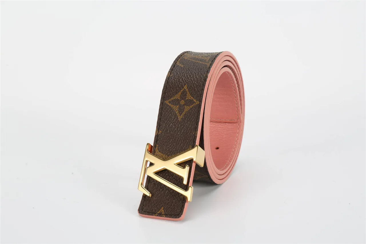 Louis Vuitton بني وردي مونوغرام قماش حافة حزام جلدي 6