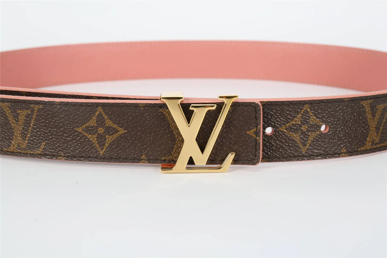 Louis Vuitton بني وردي مونوغرام قماش حافة حزام جلدي 8