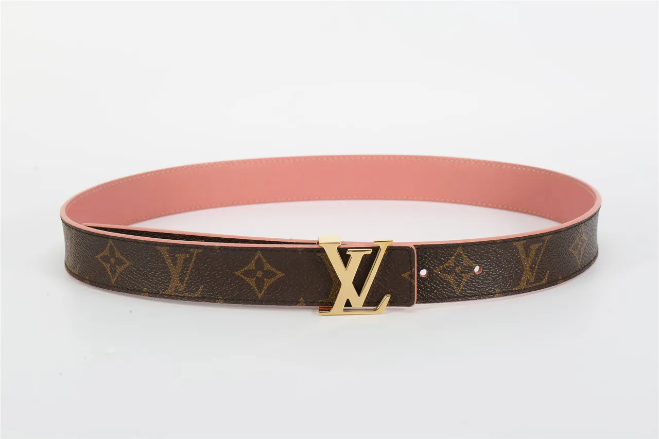 Louis Vuitton بني وردي مونوغرام قماش حافة حزام جلدي 9