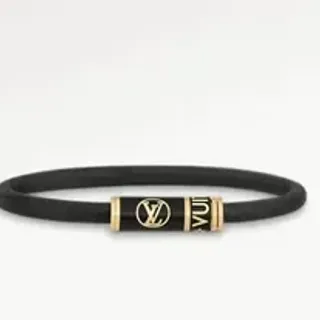 سوار Louis Vuitton Circle أسود ذهبي مطاطي قفل أسطواني