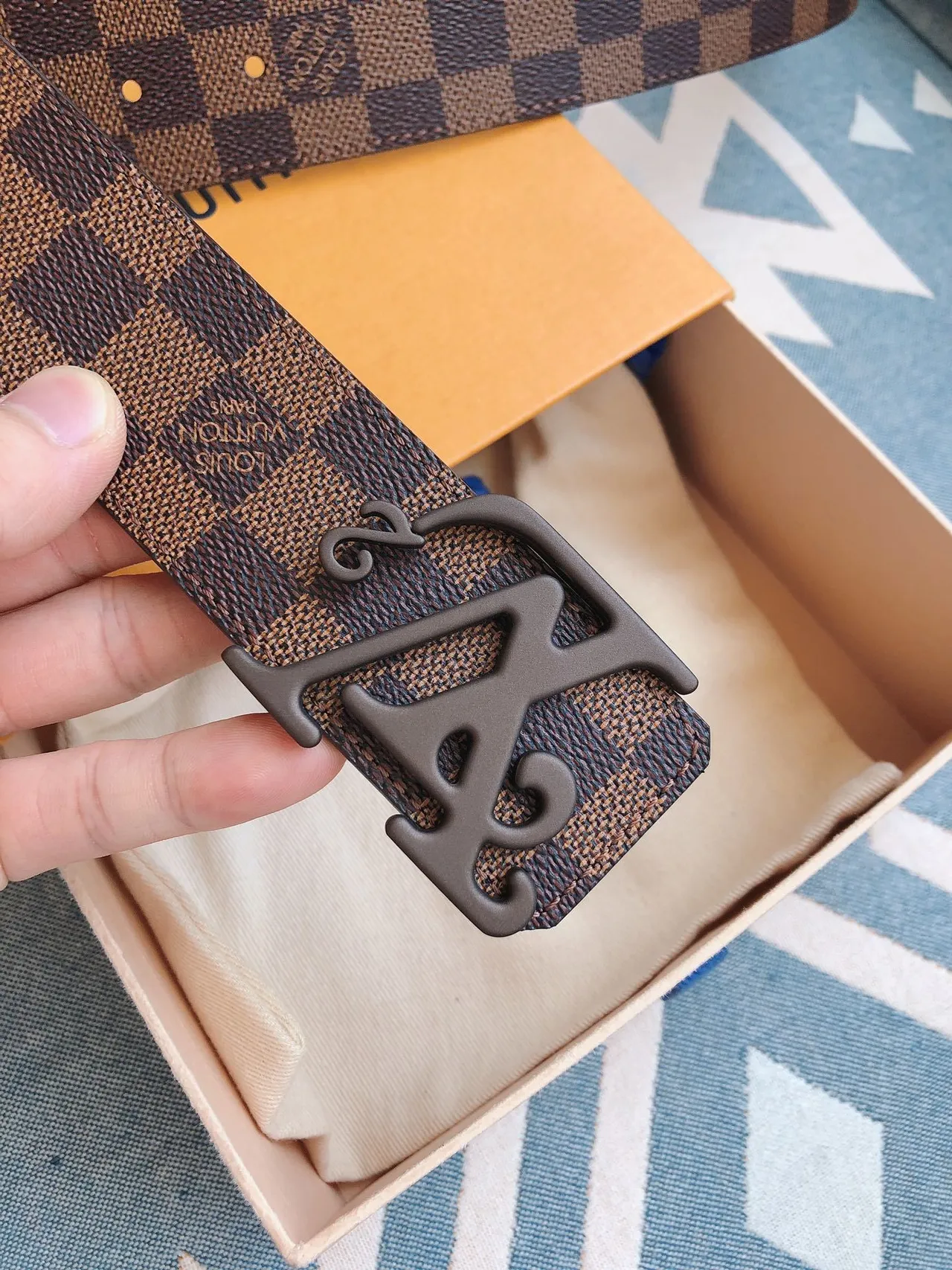 Louis Vuitton Damier Ebène LV² Boucle Ceinture en cuir 3