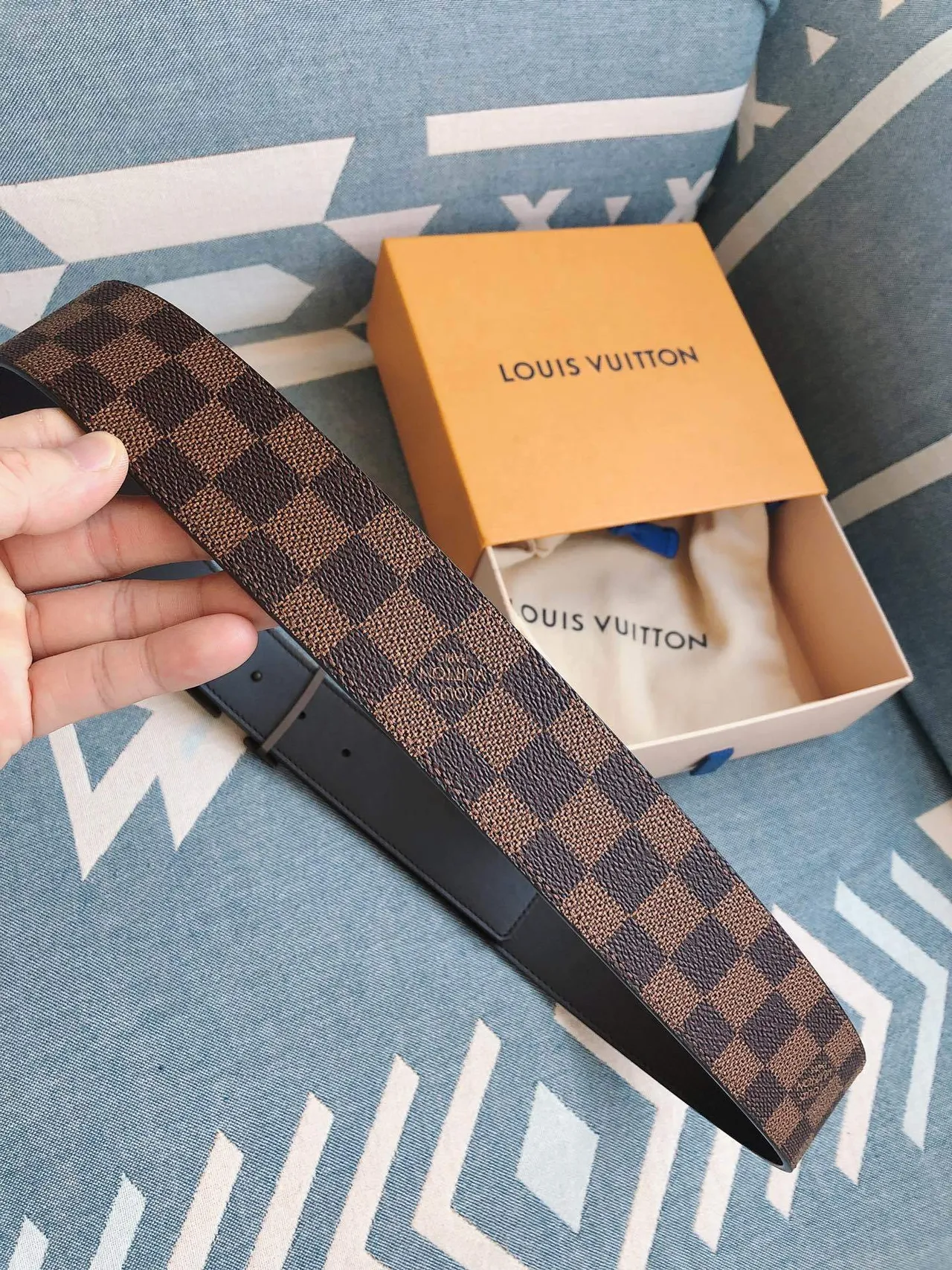 Louis Vuitton Damier Ebène LV² Boucle Ceinture en cuir 5