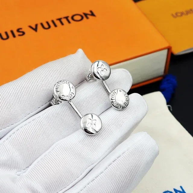 Louis Vuitton Double Disc Engraved Monogram Earrings 3