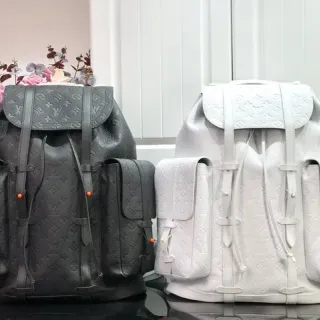 Louis Vuitton Explorer Black White Embossed Monogram Leather Flap-Top Closure Casual Backpack