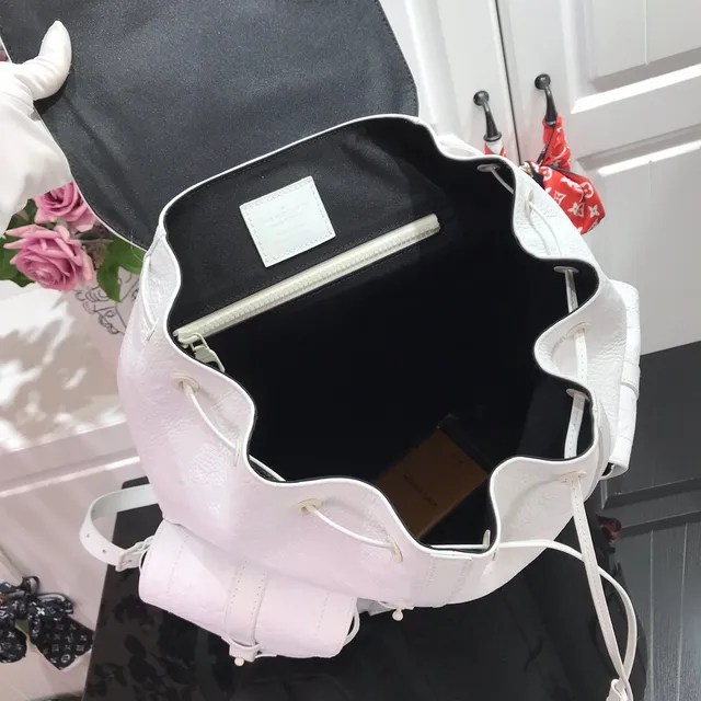 Louis Vuitton Explorer Black White Embossed Monogram Leather Flap-Top Closure Casual Backpack 11
