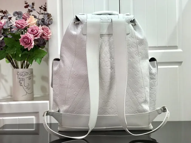 Louis Vuitton Explorer Black White Embossed Monogram Leather Flap-Top Closure Casual Backpack 13