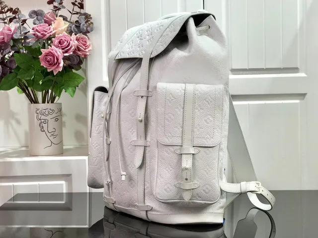 Louis Vuitton Explorer Black White Embossed Monogram Leather Flap-Top Closure Casual Backpack 14
