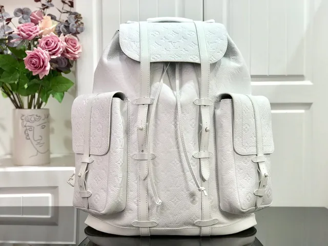 Louis Vuitton Explorer Black White Embossed Monogram Leather Flap-Top Closure Casual Backpack 19