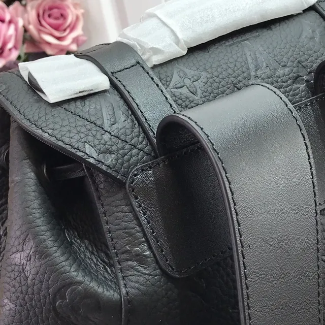 Louis Vuitton Explorer Black White Embossed Monogram Leather Flap-Top Closure Casual Backpack 23