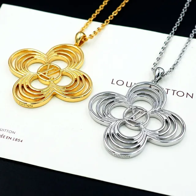 Louis Vuitton Floral Openwork Silver Necklace 3