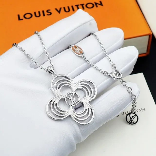 Louis Vuitton Floral Openwork Silver Necklace 8