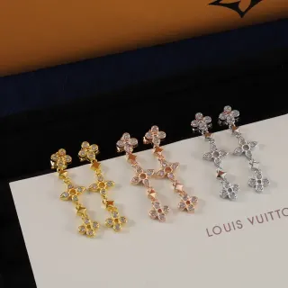 Brincos Louis Vuitton Floral Quatrefoil de cristal pendentes