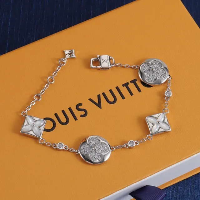 Louis Vuitton Bracelet Fleur Or Rose Gold Chaîne Argent Motif Floral 2