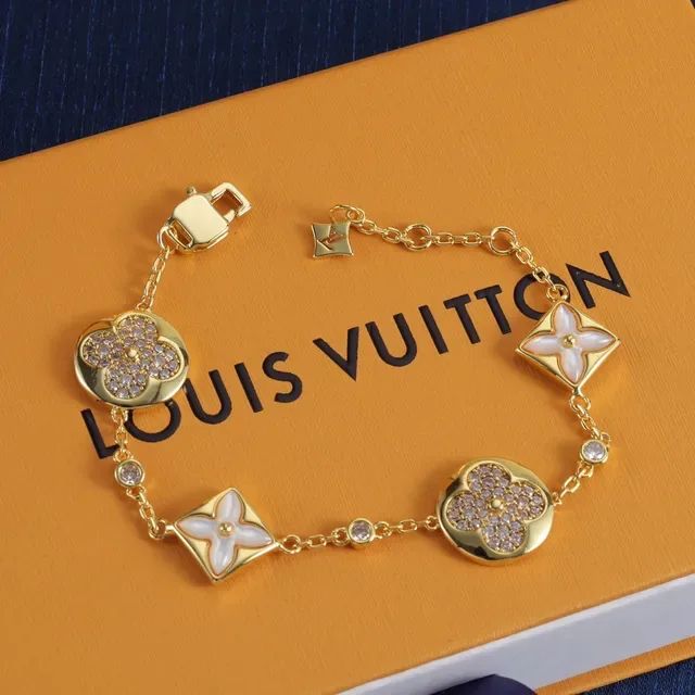 Louis Vuitton Bracelet Fleur Or Rose Gold Chaîne Argent Motif Floral 7