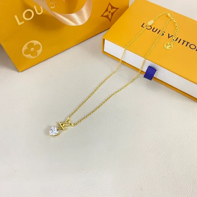 Louis Vuitton Monograma Floral Tom Dourado Cristal Colar 6