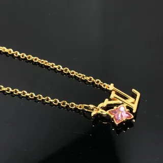 Colar Louis Vuitton Flower Monogram Gold-Tone Pink Crystal