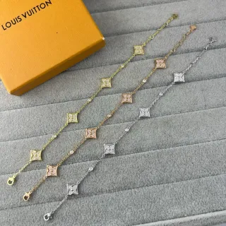 Louis Vuitton motivo de flor pavé quatrefoil pulsera de cadena