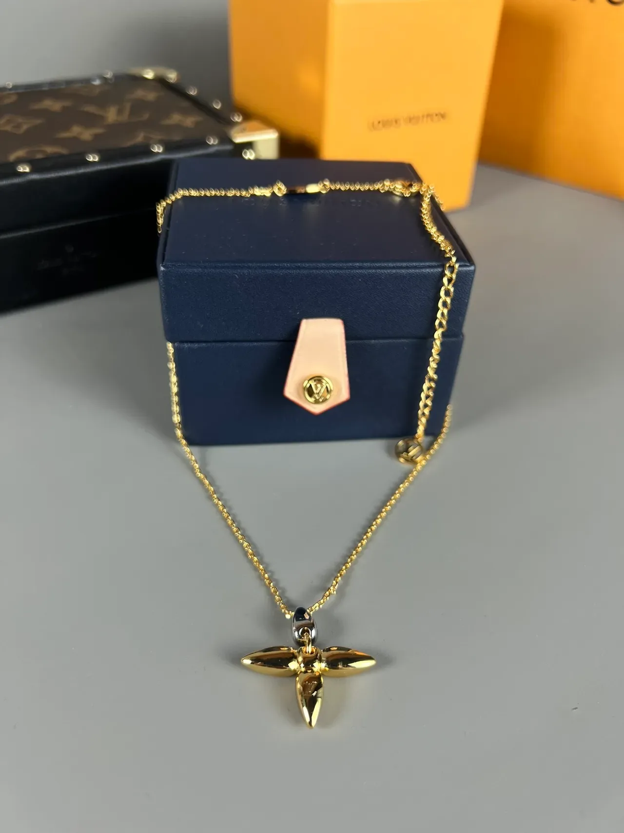Louis Vuitton Flower Motif Two-Tone Gold and Silver Necklace 6