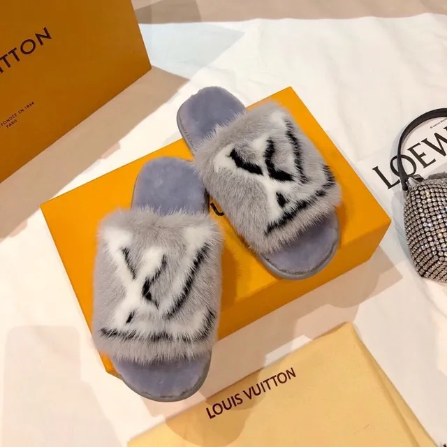 Louis Vuitton Fur Monogram Slide Slippers 6