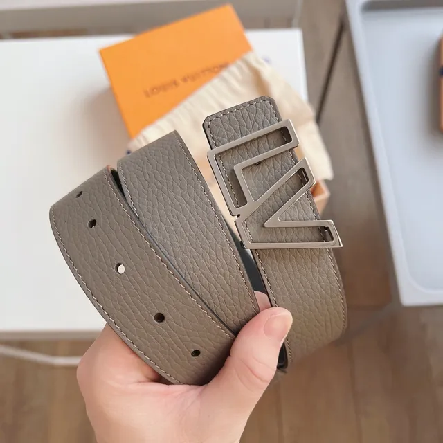 Louis Vuitton Geometric LV Buckle Grained Leather Belt 2