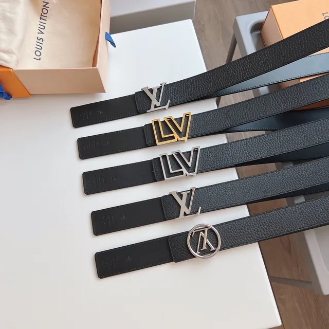 Louis Vuitton Geometric LV Buckle Grained Leather Belt 3