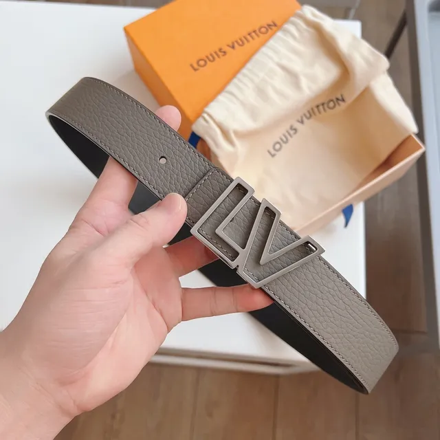 Louis Vuitton Geometric LV Buckle Grained Leather Belt 7