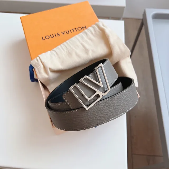 Louis Vuitton Geometric LV Buckle Grained Leather Belt 8