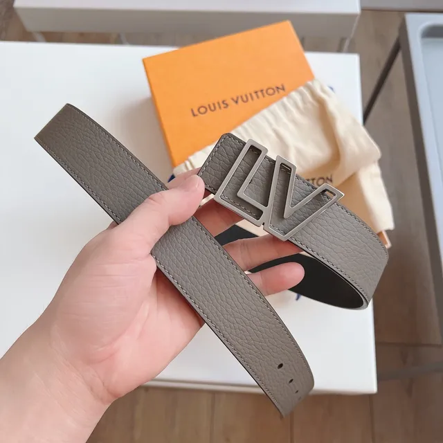 Louis Vuitton Geometric LV Buckle Grained Leather Belt 9