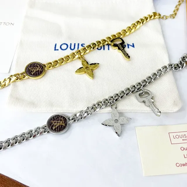 Louis Vuitton Gold and Silver Tone Chain Charm Bracelets 2