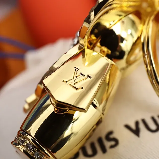Louis Vuitton Bolso de Mano Gold Blue Metal con Cristales Embellished 2