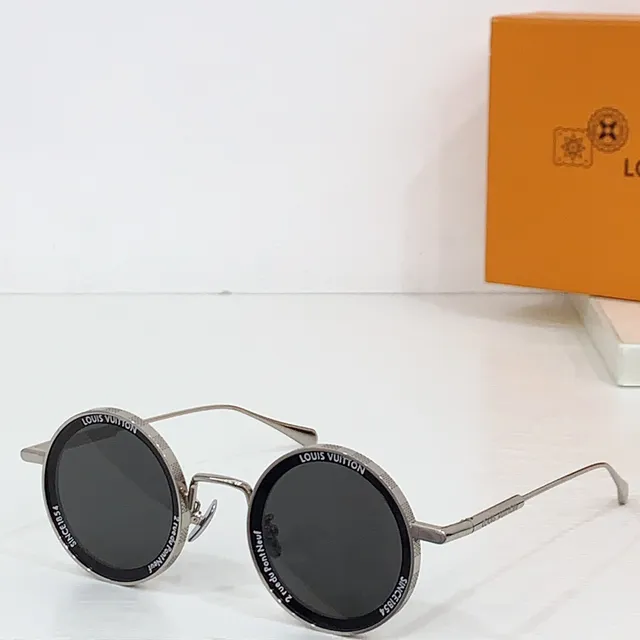 Louis Vuitton Gold Brown Round Metal Frame Thin Double Bridge Sunglasses 7