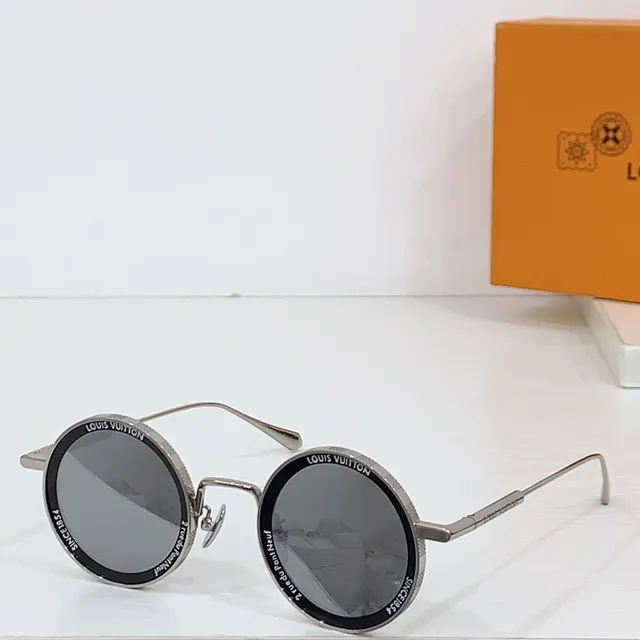 Louis Vuitton Gold Brown Round Metal Frame Thin Double Bridge Sunglasses 8