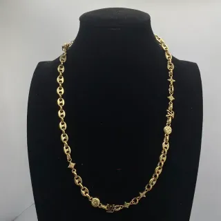 Colar Louis Vuitton Corrente Mariner-Link Motivo Charm Misto em Ouro