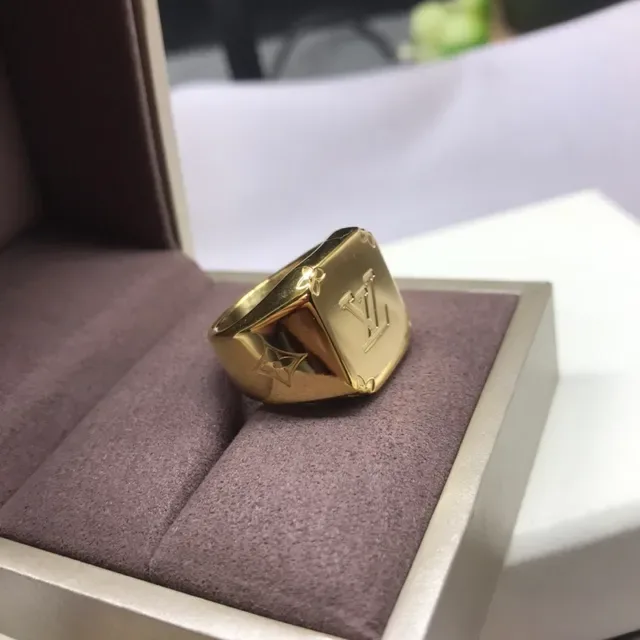Louis Vuitton Anillo Oro Plata Geometric Block Grabado Monograma 2