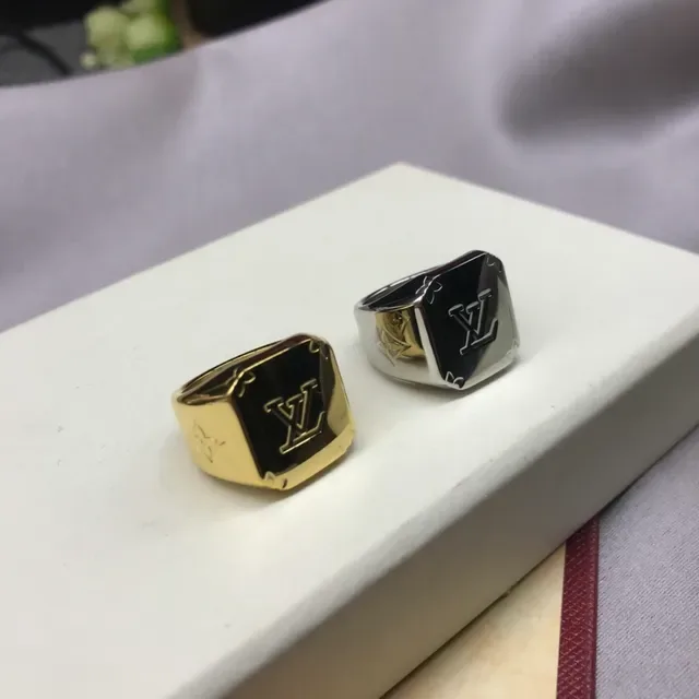 Louis Vuitton Anillo Oro Plata Geometric Block Grabado Monograma 4