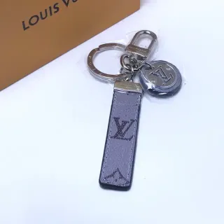 Louis Vuitton Gray Black Monogrammed Leather Strap Metal Disc Charm Phone Accessory