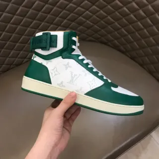 Louis Vuitton Zapatillas Lifestyle Verde y Blanco High-Top con Monograma Canvas