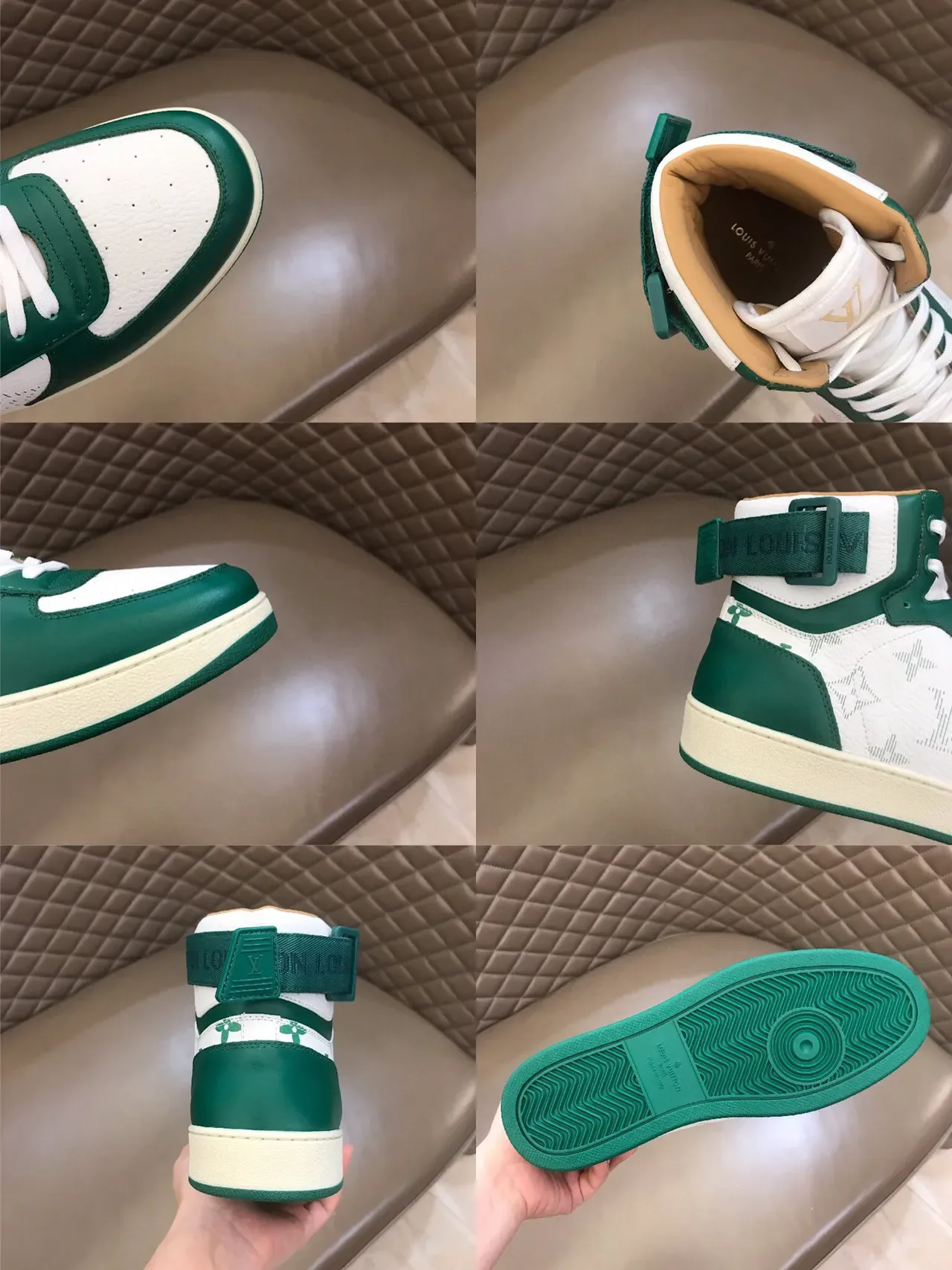Louis Vuitton Tênis Lifestyle Verde Branco High-Top com Monograma Canvas 2