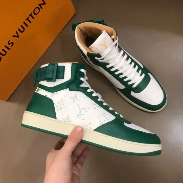 Louis Vuitton Tênis Lifestyle Verde Branco High-Top com Monograma Canvas 6